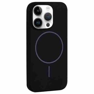 For iPhone 12 Pro Max Large Hole Camera MagSafe Liquid Silicone Full Coverage Phone Case(Black)