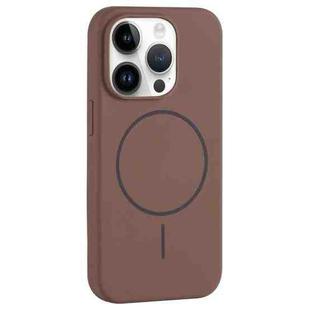 For iPhone 12 Pro Max Large Hole Camera MagSafe Liquid Silicone Full Coverage Phone Case(Brown)