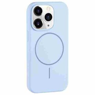 For iPhone 11 Pro Max Large Hole Camera MagSafe Liquid Silicone Full Coverage Phone Case(Blue)