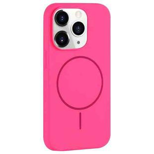 For iPhone 11 Pro Max Large Hole Camera MagSafe Liquid Silicone Full Coverage Phone Case(Rose Red)