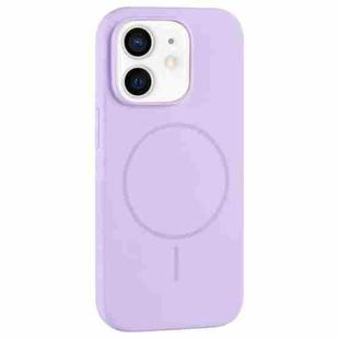 For iPhone 11 Large Hole Camera MagSafe Liquid Silicone Full Coverage Phone Case(Purple)