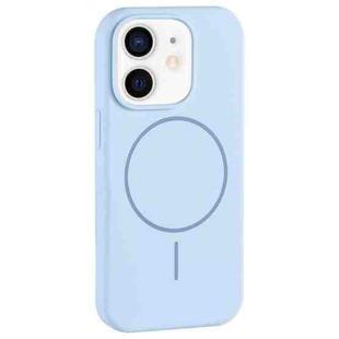 For iPhone 11 Large Hole Camera MagSafe Liquid Silicone Full Coverage Phone Case(Blue)