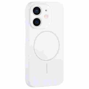 For iPhone 11 Large Hole Camera MagSafe Liquid Silicone Full Coverage Phone Case(White)