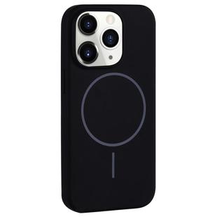 For iPhone 11 Pro Large Hole Camera MagSafe Liquid Silicone Full Coverage Phone Case(Black)