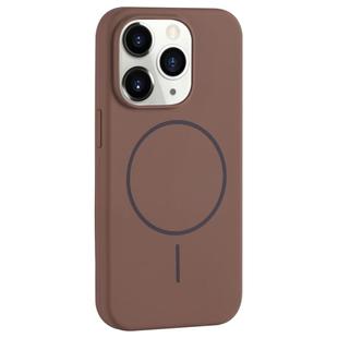 For iPhone 11 Pro Large Hole Camera MagSafe Liquid Silicone Full Coverage Phone Case(Brown)