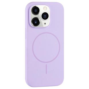 For iPhone 11 Pro Large Hole Camera MagSafe Liquid Silicone Full Coverage Phone Case(Purple)