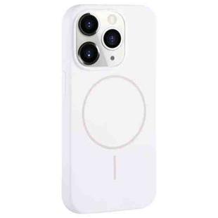 For iPhone 11 Pro Large Hole Camera MagSafe Liquid Silicone Full Coverage Phone Case(White)