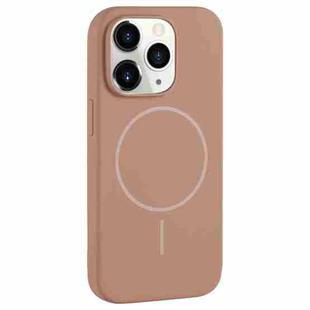 For iPhone 11 Pro Large Hole Camera MagSafe Liquid Silicone Full Coverage Phone Case(Gold)