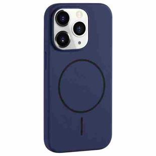 For iPhone 11 Pro Large Hole Camera MagSafe Liquid Silicone Full Coverage Phone Case(Royal Blue)