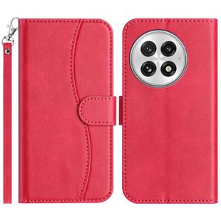 For OnePlus 13 Dual-Folded S-shape Leather Phone Case(Rose Red)