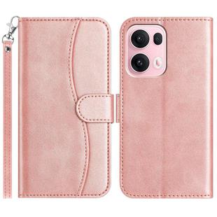 For OPPO Reno13 Pro Dual-Folded S-shape Leather Phone Case(Rose Gold)