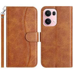 For OPPO Reno13 Pro Dual-Folded S-shape Leather Phone Case(Brown)