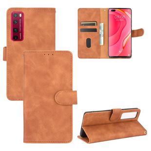 For Huawei nova 7 Pro 5G Solid Color Skin Feel Magnetic Buckle Horizontal Flip Calf Texture PU Leather Case with Holder & Card Slots & Wallet(Brown)