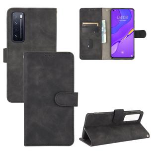 For Huawei nova 7 5G Solid Color Skin Feel Magnetic Buckle Horizontal Flip Calf Texture PU Leather Case with Holder & Card Slots & Wallet(Black)