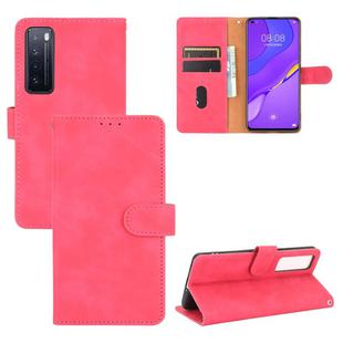 For Huawei nova 7 5G Solid Color Skin Feel Magnetic Buckle Horizontal Flip Calf Texture PU Leather Case with Holder & Card Slots & Wallet(Rose Red)