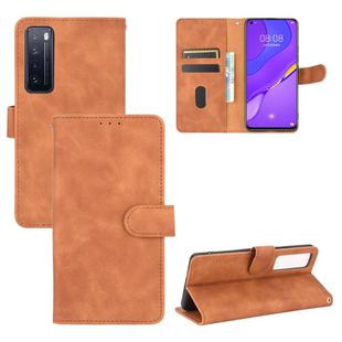 For Huawei nova 7 5G Solid Color Skin Feel Magnetic Buckle Horizontal Flip Calf Texture PU Leather Case with Holder & Card Slots & Wallet(Brown)