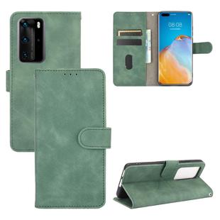 For Huawei P40 Pro Solid Color Skin Feel Magnetic Buckle Horizontal Flip Calf Texture PU Leather Case with Holder & Card Slots & Wallet(Green)