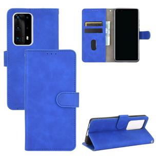 For Huawei P40 Pro+ Solid Color Skin Feel Magnetic Buckle Horizontal Flip Calf Texture PU Leather Case with Holder & Card Slots & Wallet(Blue)