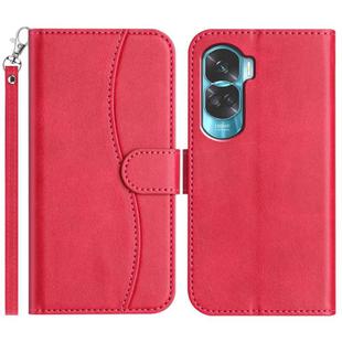 For Honor 90 Lite Dual-Folded S-shape Leather Phone Case(Rose Red)