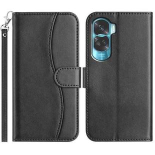 For Honor 90 Lite Dual-Folded S-shape Leather Phone Case(Black)