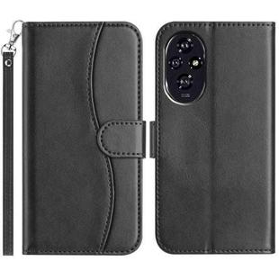 For Honor 200 5G Dual-Folded S-shape Leather Phone Case(Black)