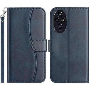 For Honor 200 5G Dual-Folded S-shape Leather Phone Case(Navy Blue)