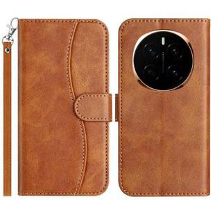 For Honor Magic7 Dual-Folded S-shape Leather Phone Case(Brown)