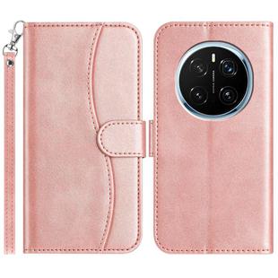 For Honor Magic7 Pro Dual-Folded S-shape Leather Phone Case(Rose Gold)