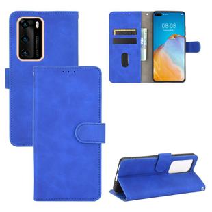 For Huawei P40 Solid Color Skin Feel Magnetic Buckle Horizontal Flip Calf Texture PU Leather Case with Holder & Card Slots & Wallet(Blue)