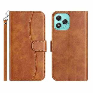 For Honor 400 Lite Global Dual-Folded S-shape Leather Phone Case(Brown)