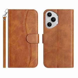 For Honor 400 Pro Global Dual-Folded S-shape Leather Phone Case(Brown)