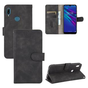 For Huawei Y6 (2019) / Honor Y6s Solid Color Skin Feel Magnetic Buckle Horizontal Flip Calf Texture PU Leather Case with Holder & Card Slots & Wallet(Black)