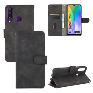 For Huawei Y6p Solid Color Skin Feel Magnetic Buckle Horizontal Flip Calf Texture PU Leather Case with Holder & Card Slots & Wallet(Black)