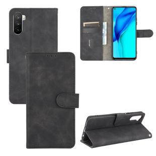 For Huawei Maimang 9 / Mate 40 Lite Solid Color Skin Feel Magnetic Buckle Horizontal Flip Calf Texture PU Leather Case with Holder & Card Slots & Wallet(Black)