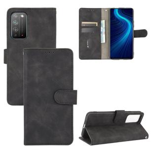 For Huawei Honor X10 5G Solid Color Skin Feel Magnetic Buckle Horizontal Flip Calf Texture PU Leather Case with Holder & Card Slots & Wallet(Black)