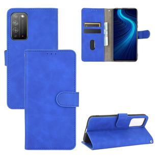 For Huawei Honor X10 5G Solid Color Skin Feel Magnetic Buckle Horizontal Flip Calf Texture PU Leather Case with Holder & Card Slots & Wallet(Blue)