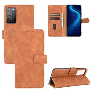 For Huawei Honor X10 5G Solid Color Skin Feel Magnetic Buckle Horizontal Flip Calf Texture PU Leather Case with Holder & Card Slots & Wallet(Brown)