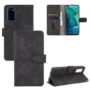 For Huawei Honor View30 / View30 Pro Solid Color Skin Feel Magnetic Buckle Horizontal Flip Calf Texture PU Leather Case with Holder & Card Slots & Wallet(Black)