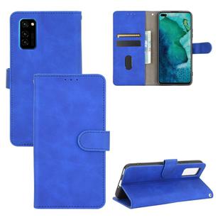 For Huawei Honor View30 / View30 Pro Solid Color Skin Feel Magnetic Buckle Horizontal Flip Calf Texture PU Leather Case with Holder & Card Slots & Wallet(Blue)