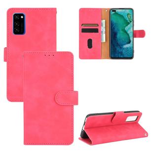 For Huawei Honor View30 / View30 Pro Solid Color Skin Feel Magnetic Buckle Horizontal Flip Calf Texture PU Leather Case with Holder & Card Slots & Wallet(Rose Red)