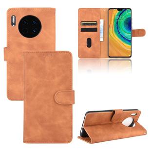 For Huawei Mate 30 Solid Color Skin Feel Magnetic Buckle Horizontal Flip Calf Texture PU Leather Case with Holder & Card Slots & Wallet(Brown)