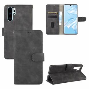 For Huawei P30 Pro Solid Color Skin Feel Magnetic Buckle Horizontal Flip Calf Texture PU Leather Case with Holder & Card Slots & Wallet(Black)