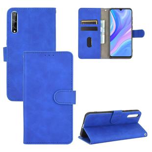 For Huawei Y8p / Enjoy 10s Solid Color Skin Feel Magnetic Buckle Horizontal Flip Calf Texture PU Leather Case with Holder & Card Slots & Wallet(Blue)