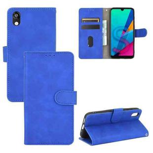 For Huawei Honor 8S / Y5 (2019) Solid Color Skin Feel Magnetic Buckle Horizontal Flip Calf Texture PU Leather Case with Holder & Card Slots & Wallet(Blue)