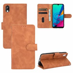 For Huawei Honor 8S / Y5 (2019) Solid Color Skin Feel Magnetic Buckle Horizontal Flip Calf Texture PU Leather Case with Holder & Card Slots & Wallet(Brown)