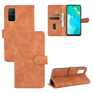 For Huawei Honor 30S Solid Color Skin Feel Magnetic Buckle Horizontal Flip Calf Texture PU Leather Case with Holder & Card Slots & Wallet(Brown)