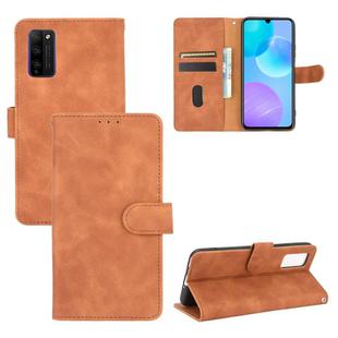 For Huawei Honor 30 Youth Solid Color Skin Feel Magnetic Buckle Horizontal Flip Calf Texture PU Leather Case with Holder & Card Slots & Wallet(Brown)
