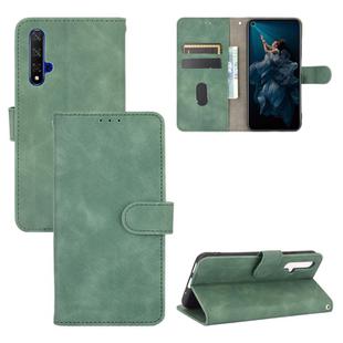For Huawei Honor 20 / nova 5T Solid Color Skin Feel Magnetic Buckle Horizontal Flip Calf Texture PU Leather Case with Holder & Card Slots & Wallet(Green)
