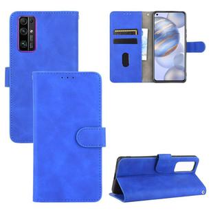For Huawei Honor 30 Solid Color Skin Feel Magnetic Buckle Horizontal Flip Calf Texture PU Leather Case with Holder & Card Slots & Wallet(Blue)