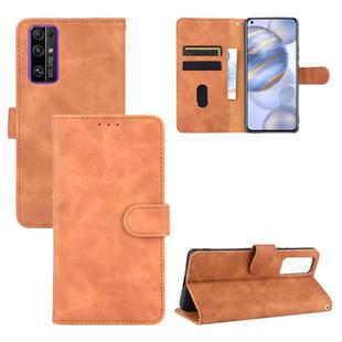 For Huawei Honor 30 Solid Color Skin Feel Magnetic Buckle Horizontal Flip Calf Texture PU Leather Case with Holder & Card Slots & Wallet(Brown)